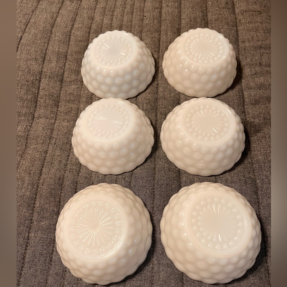 Vintage Hocking milk glass berry bowls